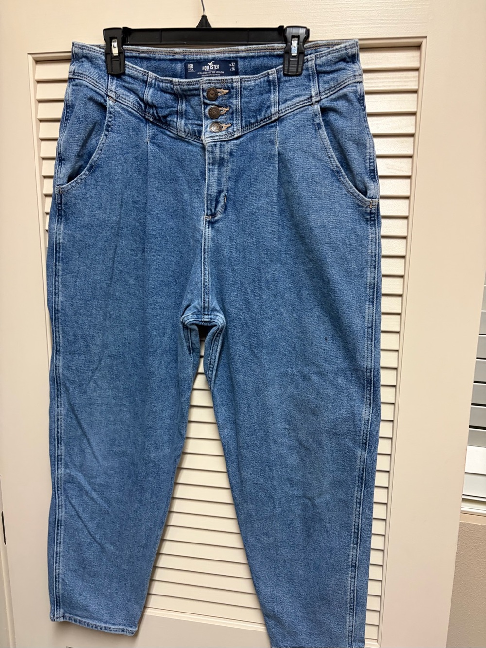 Hollister Womens 15R W32 L26 Ultra High Rise 80s Mom Jeans Blue Vintage Stretch